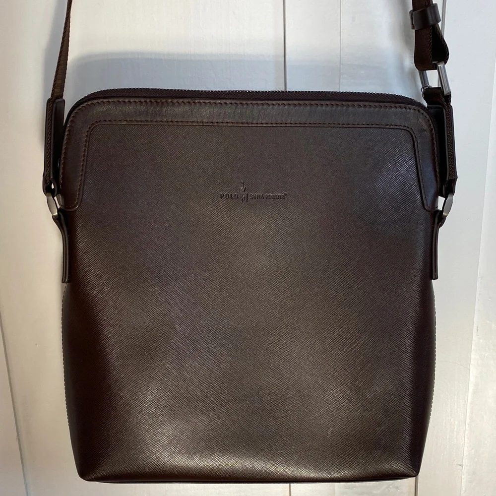 VTG $1476 NWT Santa Barbara Polo & Racquet Club Leather Messenger Bag